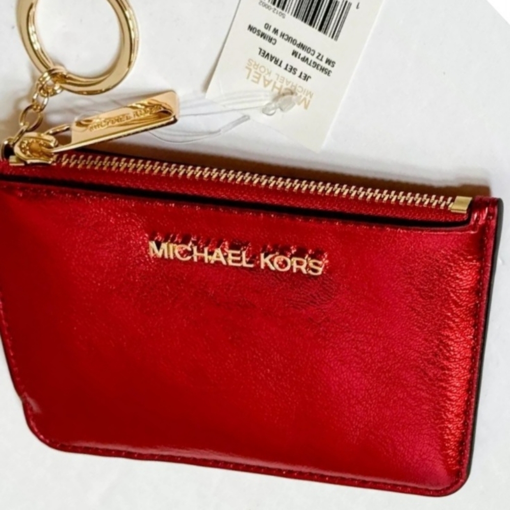 Michael Kors NWT Jet Set Travel Small Top Zip Coin Pouch with ID Key Holder